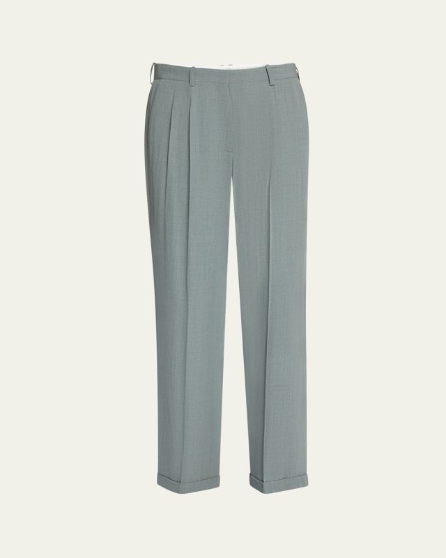 Everhart Pleated Straight-Leg Pants